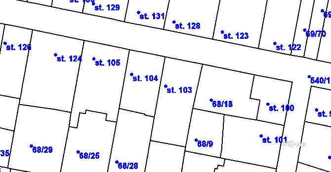 Parcela st. 103 v KÚ Brňany, Katastrální mapa