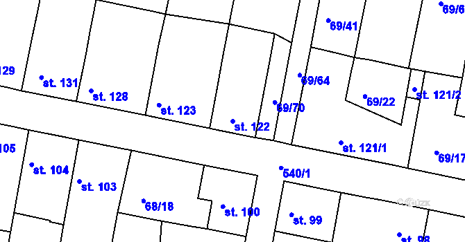 Parcela st. 122 v KÚ Brňany, Katastrální mapa