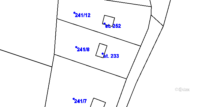 Parcela st. 233 v KÚ Brňany, Katastrální mapa