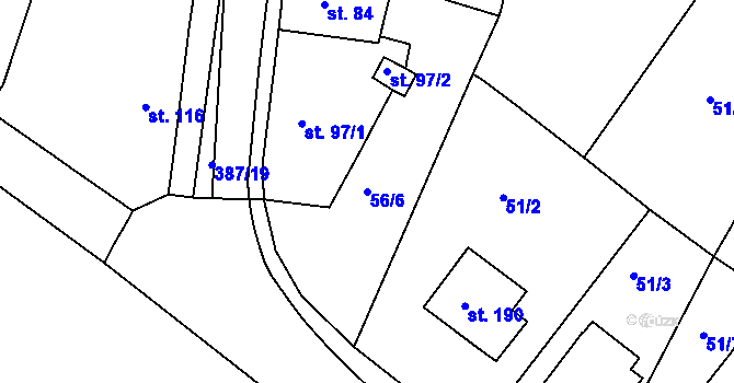 Parcela st. 56/6 v KÚ Brňany, Katastrální mapa
