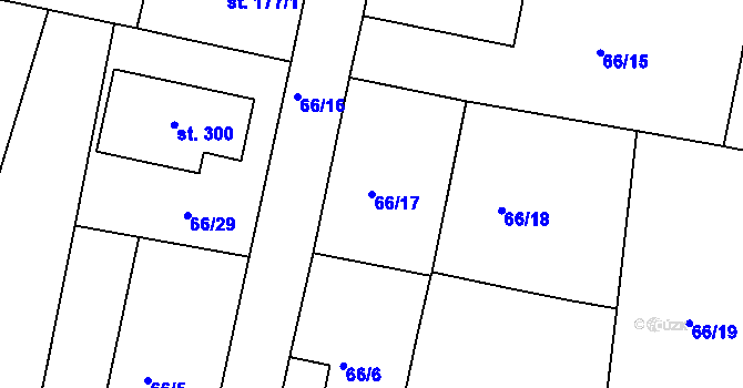 Parcela st. 66/17 v KÚ Brňany, Katastrální mapa