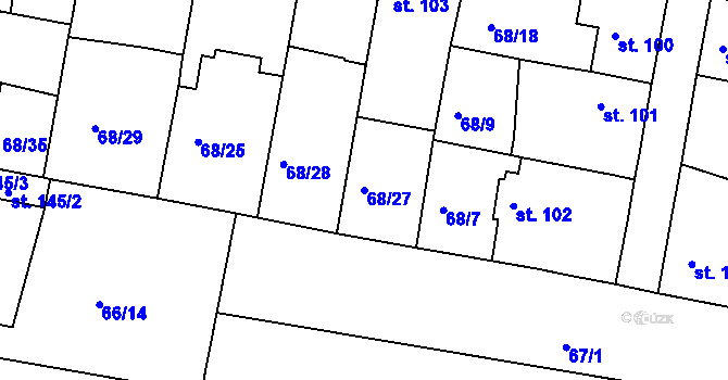Parcela st. 68/27 v KÚ Brňany, Katastrální mapa
