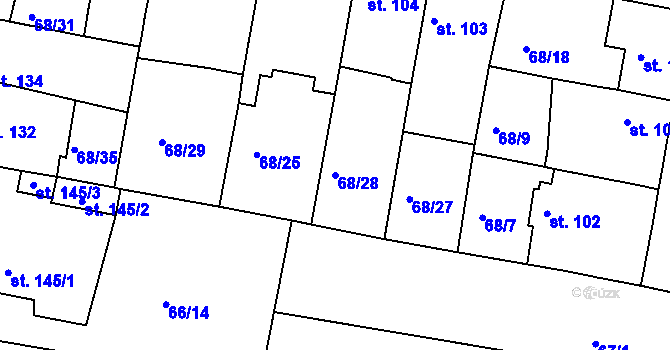 Parcela st. 68/28 v KÚ Brňany, Katastrální mapa