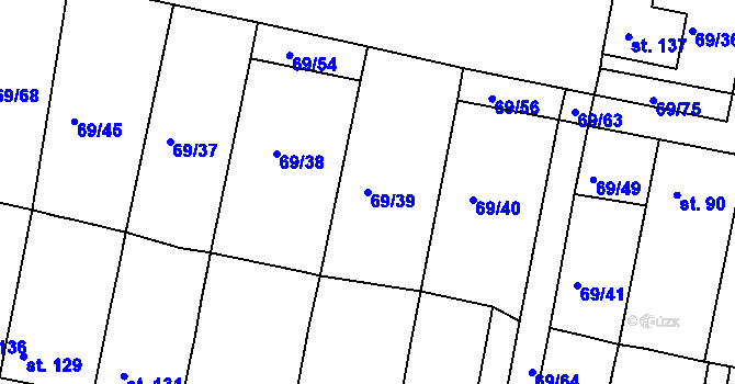Parcela st. 69/39 v KÚ Brňany, Katastrální mapa