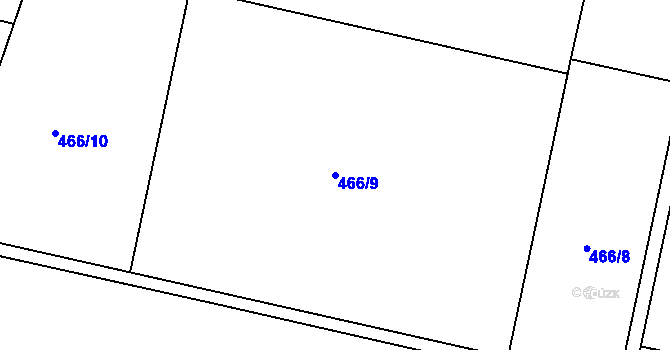 Parcela st. 466/9 v KÚ Brňany, Katastrální mapa