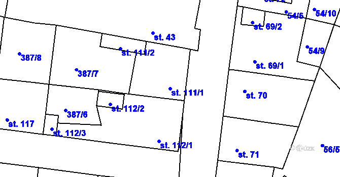 Parcela st. 111/1 v KÚ Brňany, Katastrální mapa