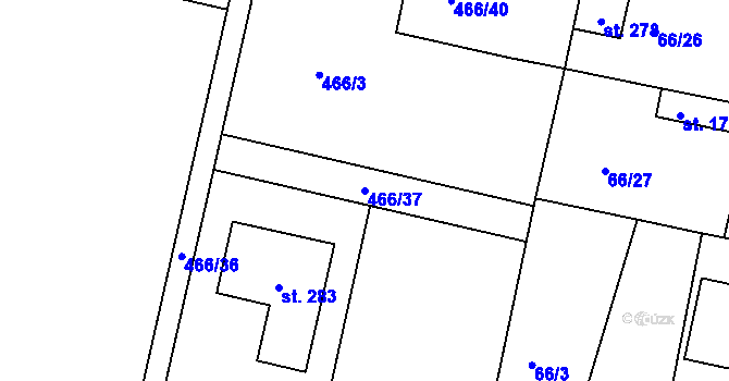 Parcela st. 466/37 v KÚ Brňany, Katastrální mapa