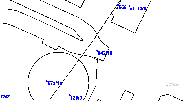 Parcela st. 542/10 v KÚ Brňany, Katastrální mapa