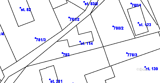 Parcela st. 114 v KÚ Brníčko u Zábřeha, Katastrální mapa