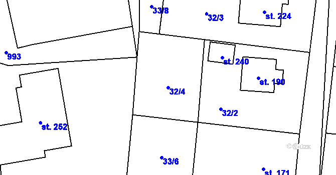 Parcela st. 32/4 v KÚ Brníčko u Zábřeha, Katastrální mapa