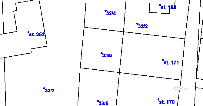 Parcela st. 33/6 v KÚ Brníčko u Zábřeha, Katastrální mapa