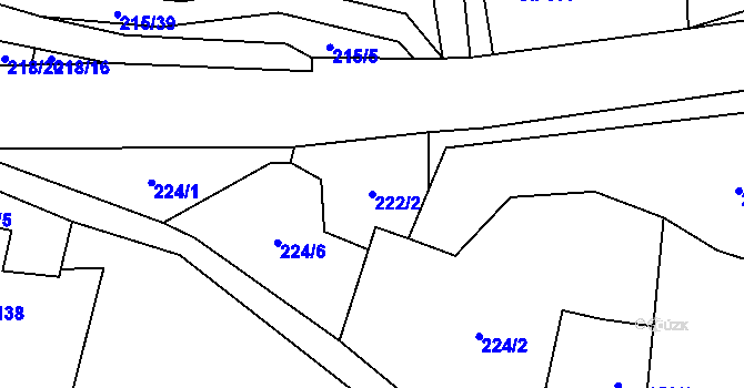 Parcela st. 222/2 v KÚ Brníčko u Zábřeha, Katastrální mapa