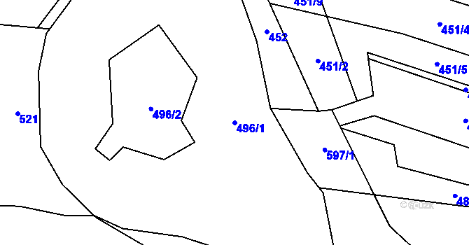 Parcela st. 496/1 v KÚ Brníčko u Zábřeha, Katastrální mapa