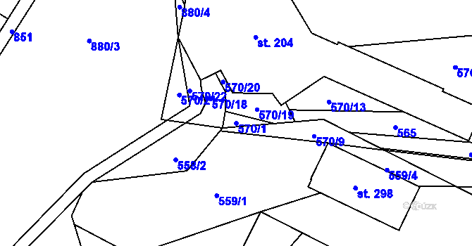 Parcela st. 570/1 v KÚ Brníčko u Zábřeha, Katastrální mapa