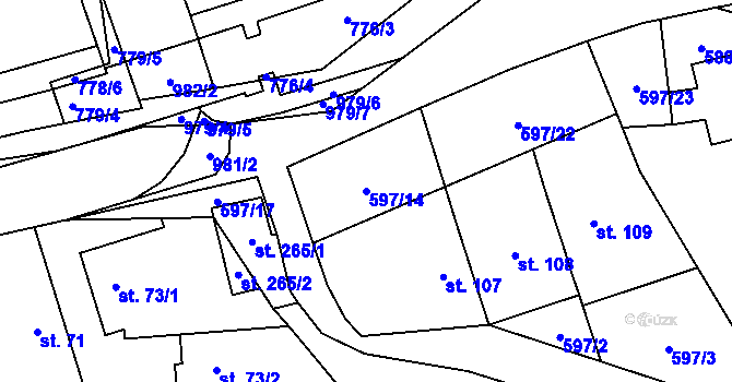 Parcela st. 597/14 v KÚ Brníčko u Zábřeha, Katastrální mapa