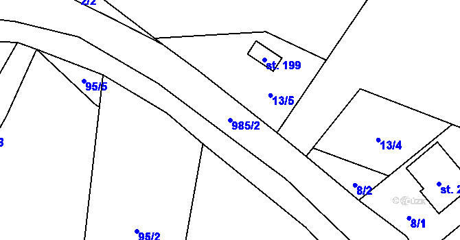 Parcela st. 985/2 v KÚ Brníčko u Zábřeha, Katastrální mapa