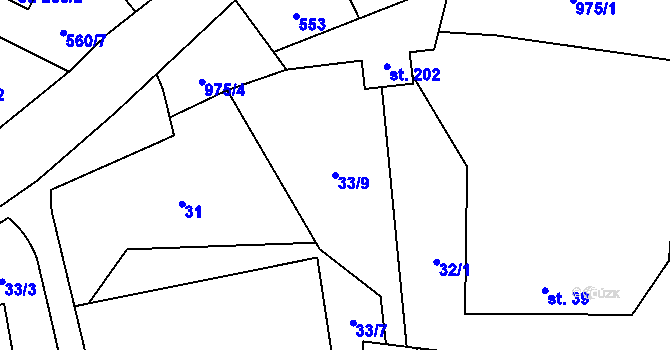 Parcela st. 33/9 v KÚ Brníčko u Zábřeha, Katastrální mapa