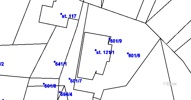 Parcela st. 121/1 v KÚ Brníčko u Zábřeha, Katastrální mapa