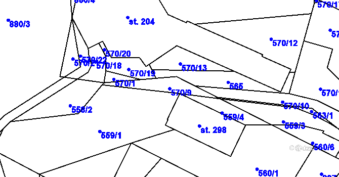 Parcela st. 570/9 v KÚ Brníčko u Zábřeha, Katastrální mapa