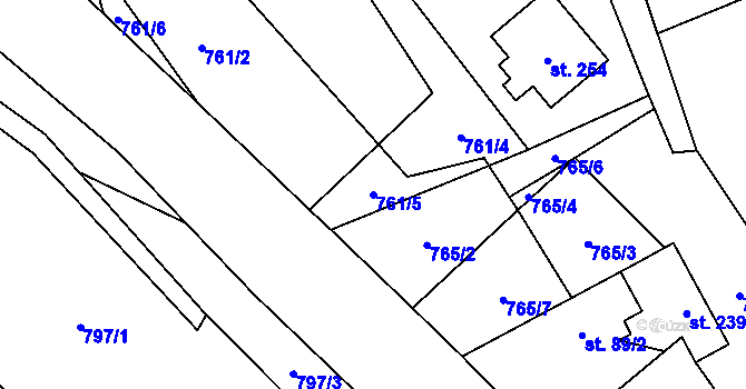 Parcela st. 761/5 v KÚ Brníčko u Zábřeha, Katastrální mapa