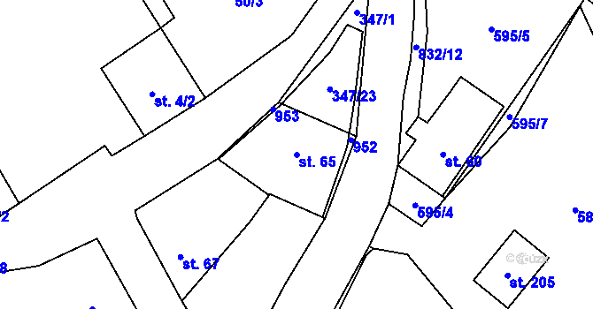 Parcela st. 65 v KÚ Brnířov, Katastrální mapa