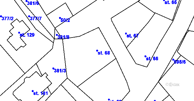 Parcela st. 68 v KÚ Brnířov, Katastrální mapa
