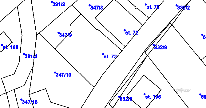 Parcela st. 73 v KÚ Brnířov, Katastrální mapa