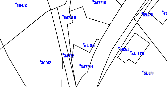 Parcela st. 85 v KÚ Brnířov, Katastrální mapa