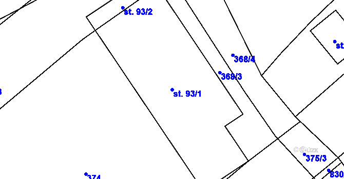 Parcela st. 93/1 v KÚ Brnířov, Katastrální mapa