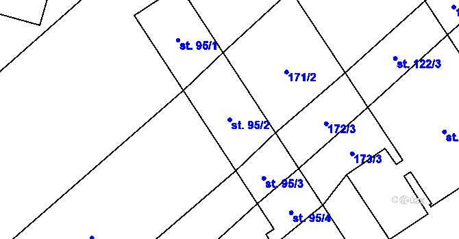 Parcela st. 95/2 v KÚ Brnířov, Katastrální mapa