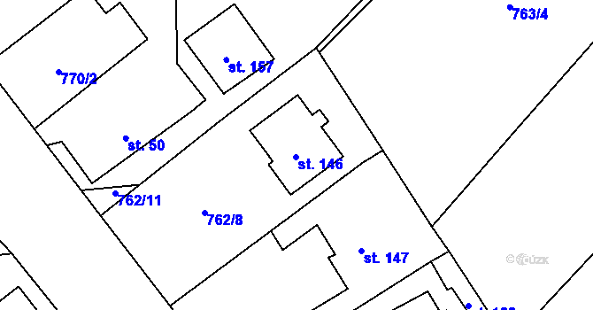 Parcela st. 146 v KÚ Brnířov, Katastrální mapa