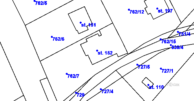 Parcela st. 152 v KÚ Brnířov, Katastrální mapa