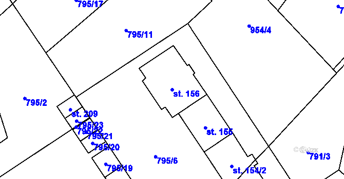 Parcela st. 156 v KÚ Brnířov, Katastrální mapa