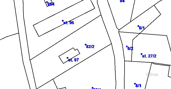 Parcela st. 82/2 v KÚ Brnířov, Katastrální mapa