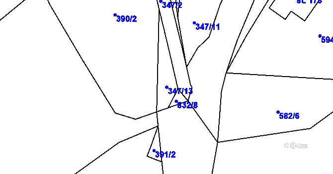 Parcela st. 347/13 v KÚ Brnířov, Katastrální mapa