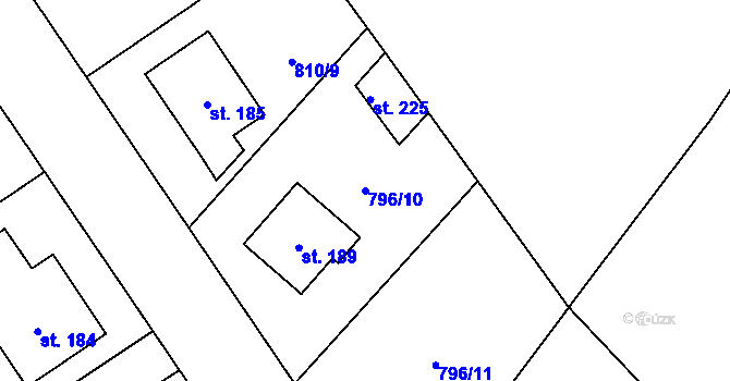 Parcela st. 796/10 v KÚ Brnířov, Katastrální mapa