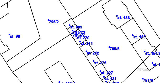 Parcela st. 211 v KÚ Brnířov, Katastrální mapa