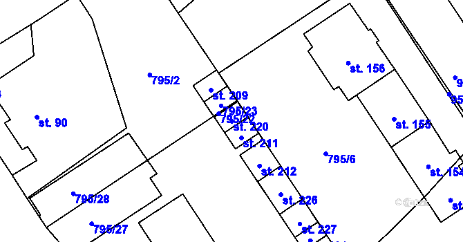 Parcela st. 220 v KÚ Brnířov, Katastrální mapa