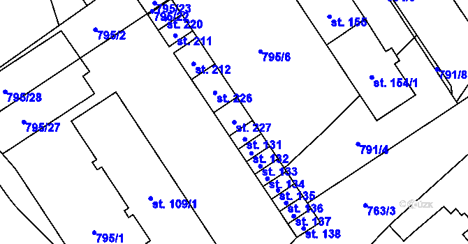 Parcela st. 227 v KÚ Brnířov, Katastrální mapa