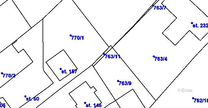 Parcela st. 763/11 v KÚ Brnířov, Katastrální mapa