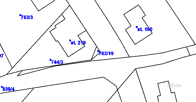 Parcela st. 762/19 v KÚ Brnířov, Katastrální mapa