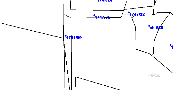 Parcela st. 1747/26 v KÚ Podzámčí, Katastrální mapa
