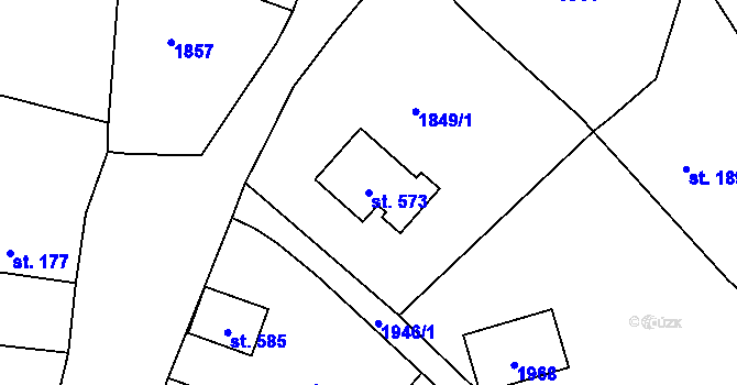 Parcela st. 573 v KÚ Podzámčí, Katastrální mapa