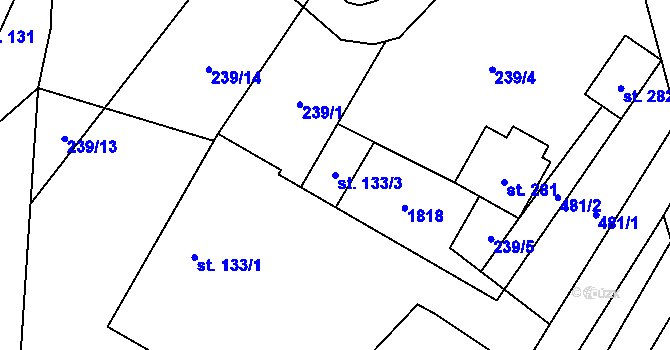 Parcela st. 133/3 v KÚ Brniště, Katastrální mapa