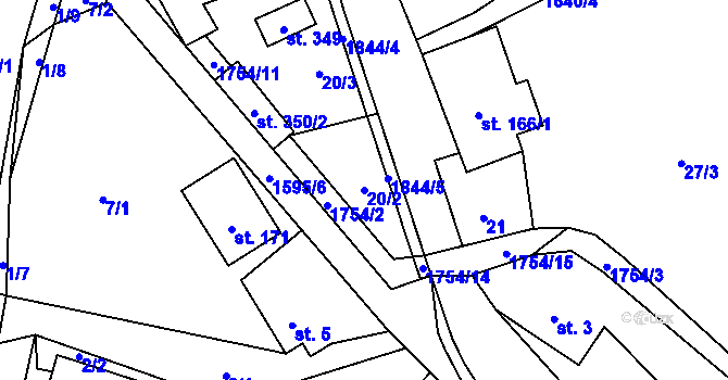 Parcela st. 20/2 v KÚ Brniště, Katastrální mapa
