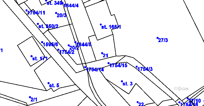 Parcela st. 21 v KÚ Brniště, Katastrální mapa