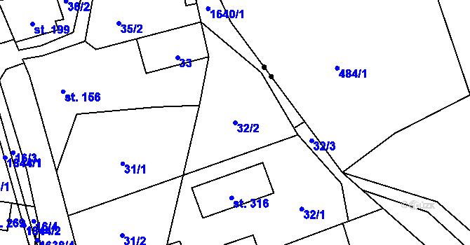 Parcela st. 32/2 v KÚ Brniště, Katastrální mapa