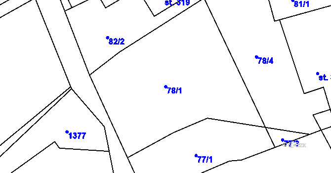 Parcela st. 78/1 v KÚ Brniště, Katastrální mapa