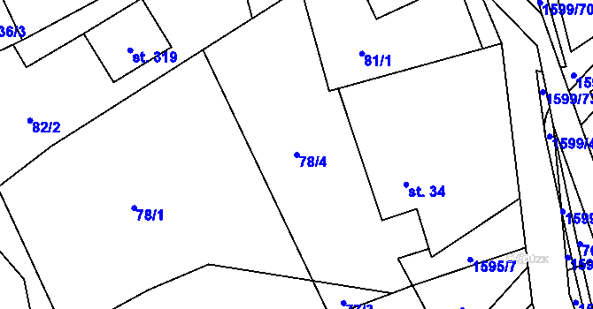Parcela st. 78/4 v KÚ Brniště, Katastrální mapa