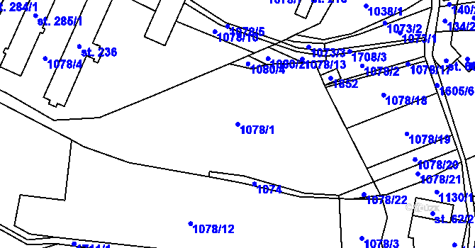 Parcela st. 1078/1 v KÚ Brniště, Katastrální mapa